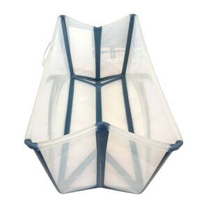 Stokke Flexi Bath Baby Bathtub Folding White/Blue 25x12x9.5 Missing Plug